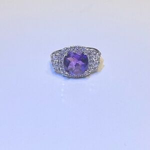 925 Silver Ring with Purple Stone Size 8
